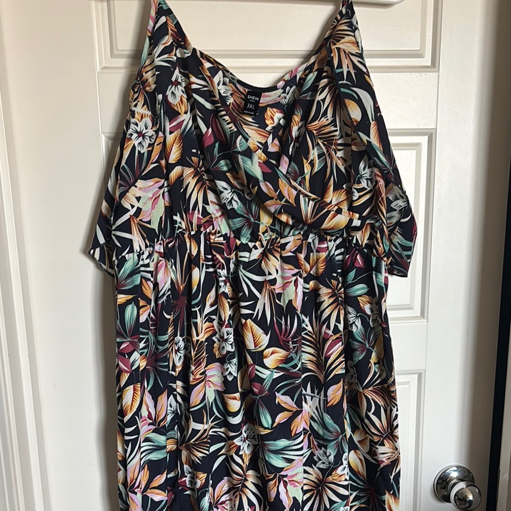 Multicolor maxi Leaf Print Dress